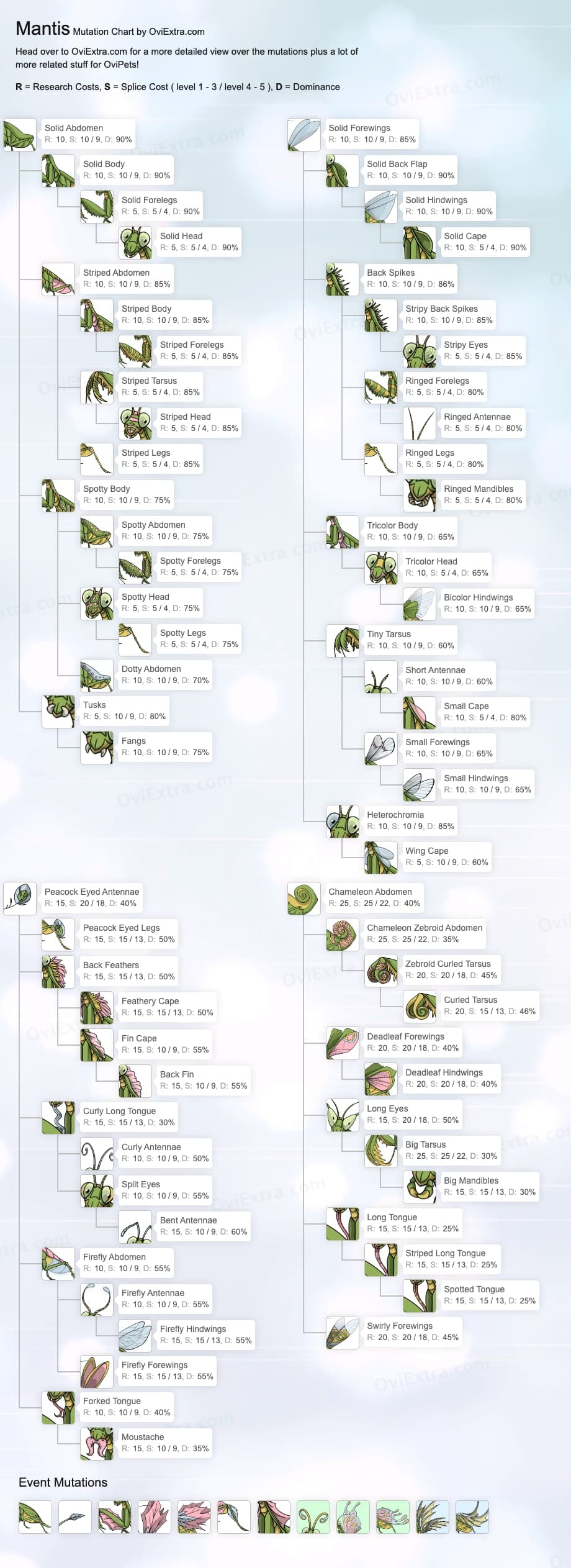 Mantis mutation chart image ovipets