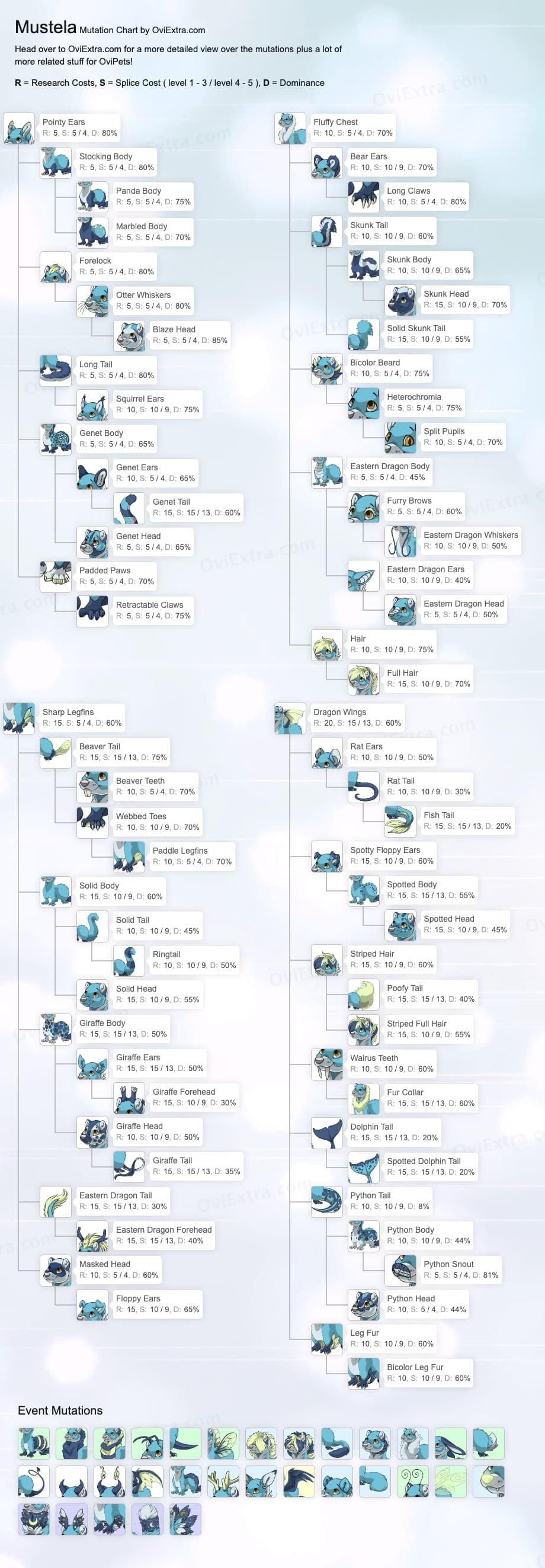 Mustela mutation chart image ovipets