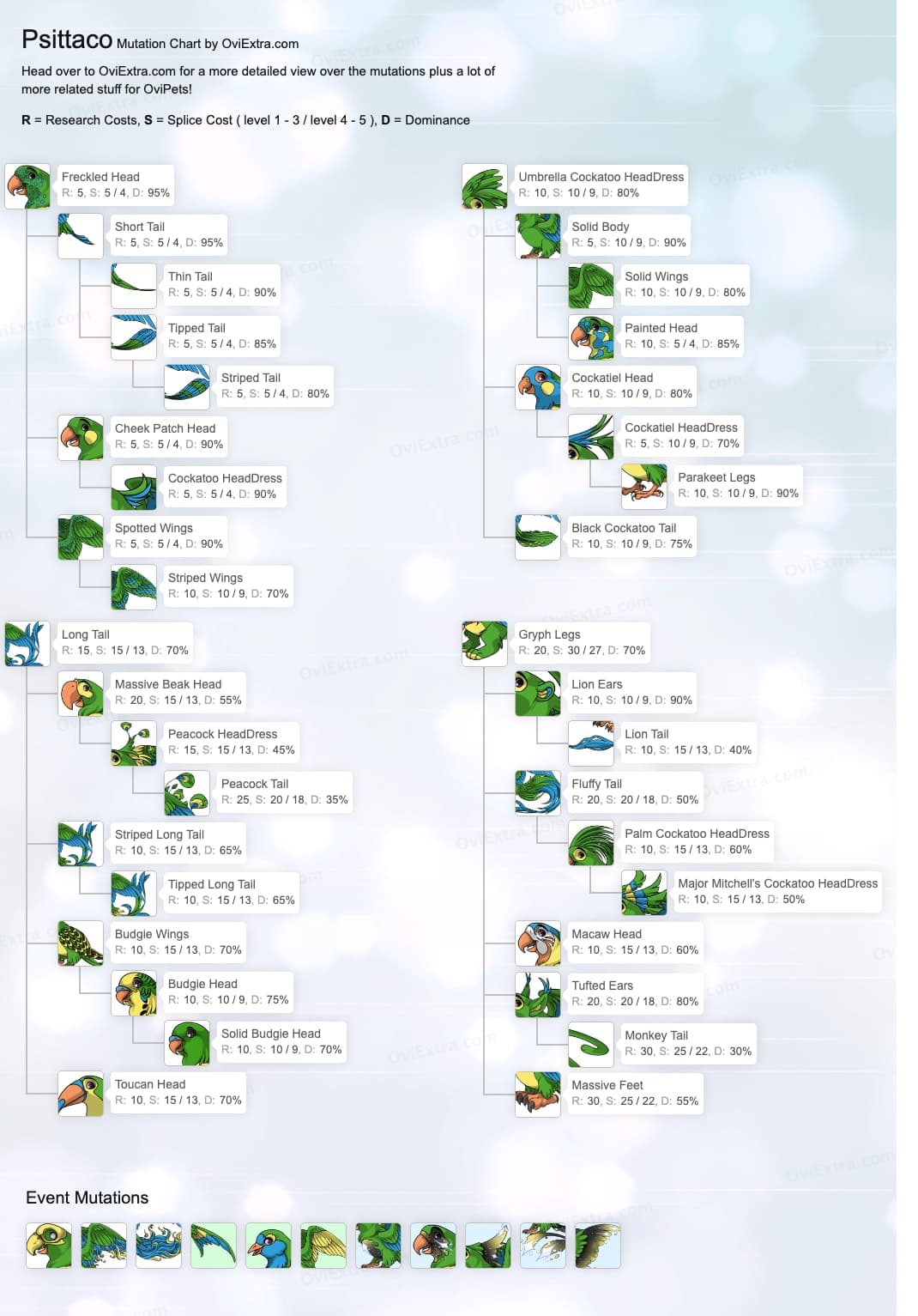 Psittaco mutation chart image ovipets